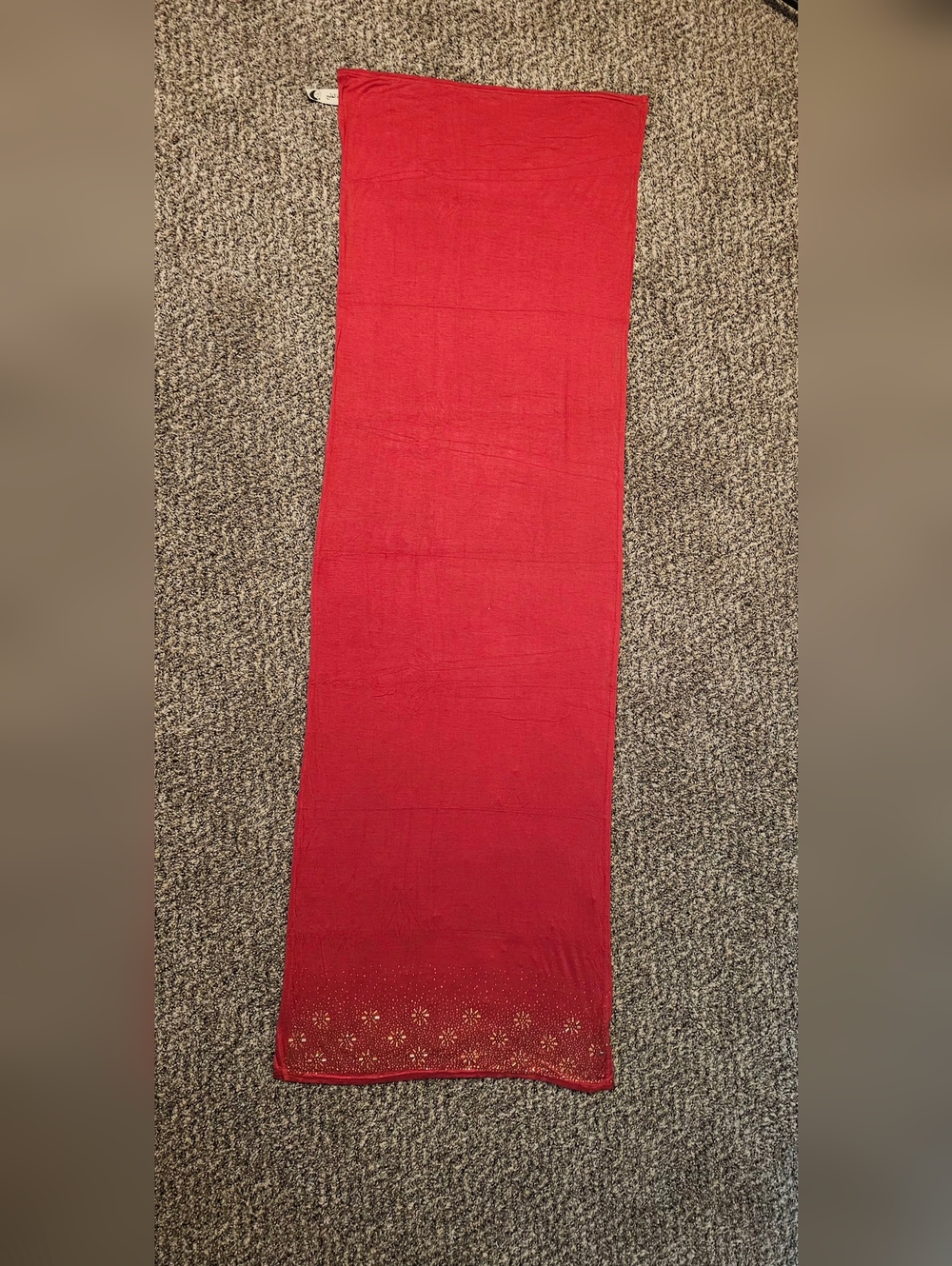 Red Graphic Moon-Tag Hijab Mustard Scarf